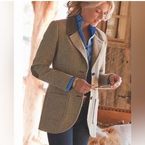 Soft Surroundings Middleburg Houndstooth Blazer with Elbow Patches